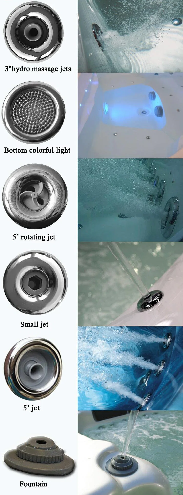 Double Whirlpool Ozone Bubble Soaker Shower Bath Jet SPA Massage Bathtubs for Small Spaces
