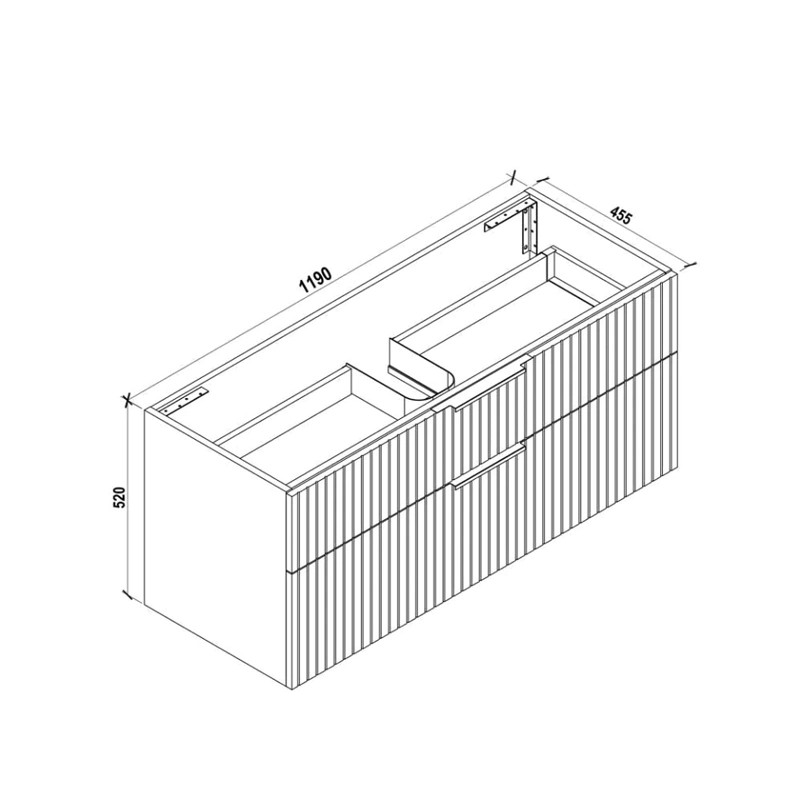 120cm Wall Hung Matte Black Bathroom Vanity