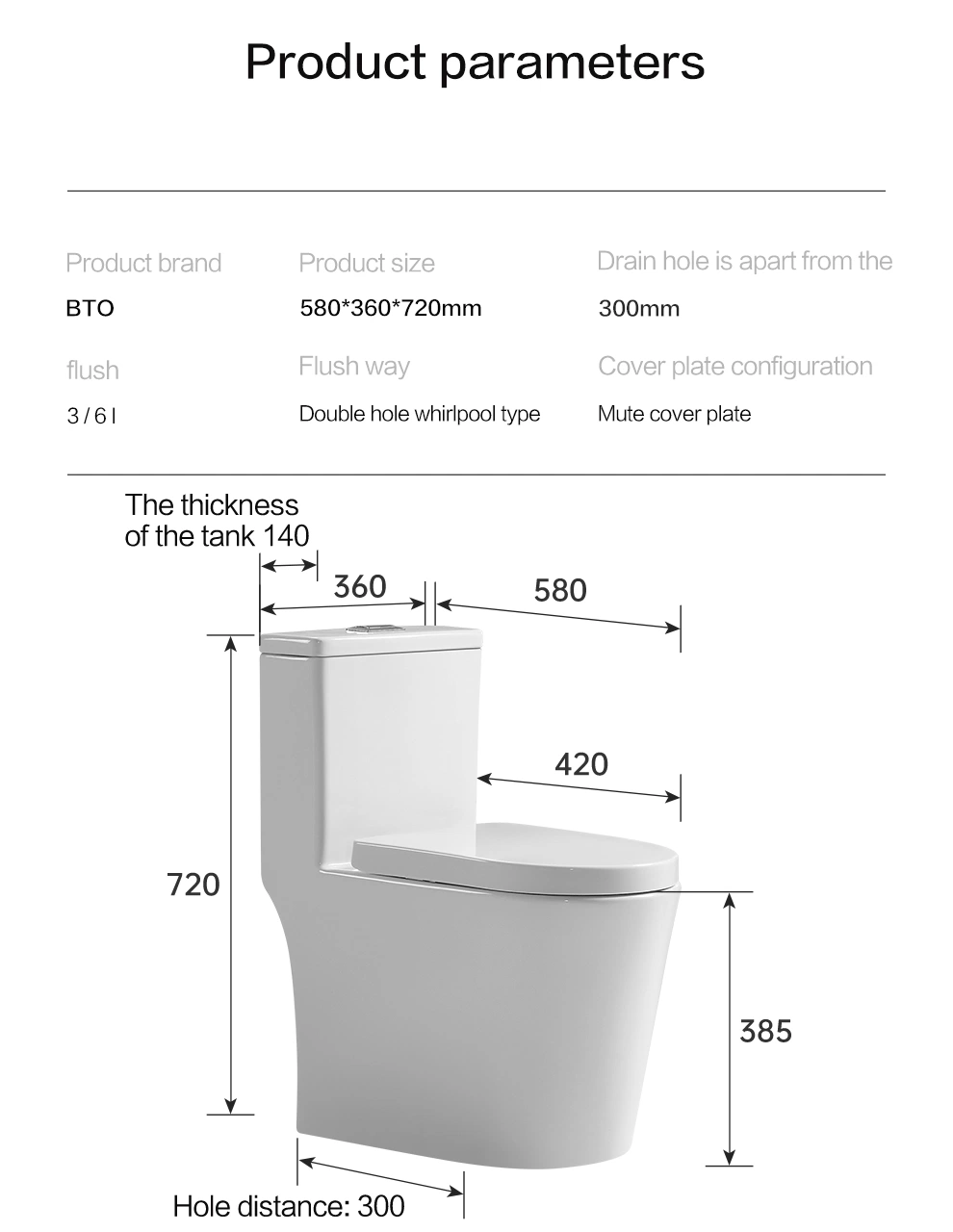 Bto Ceramic One-Piece Siphonic Commode Wholesale Bathroom White Bathroom Toilet