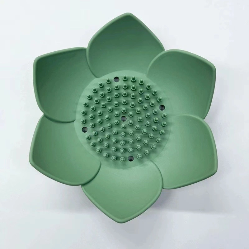for Bathroom Shower Accessory Lotus Flowers Soap Dish Silicon Soap Holder Non-Slip Flexible Soap Tray