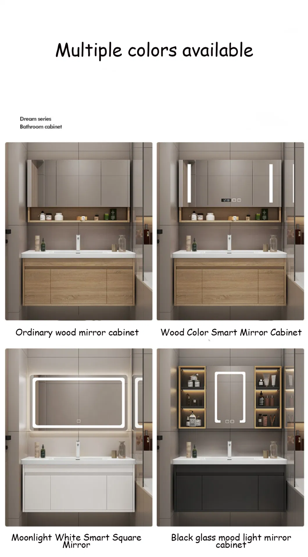 Bathroom Storage Cabinet with Sink Modern Solid Wood Bathroom Vanity with LED Mirror Custom Bathroom Furniture