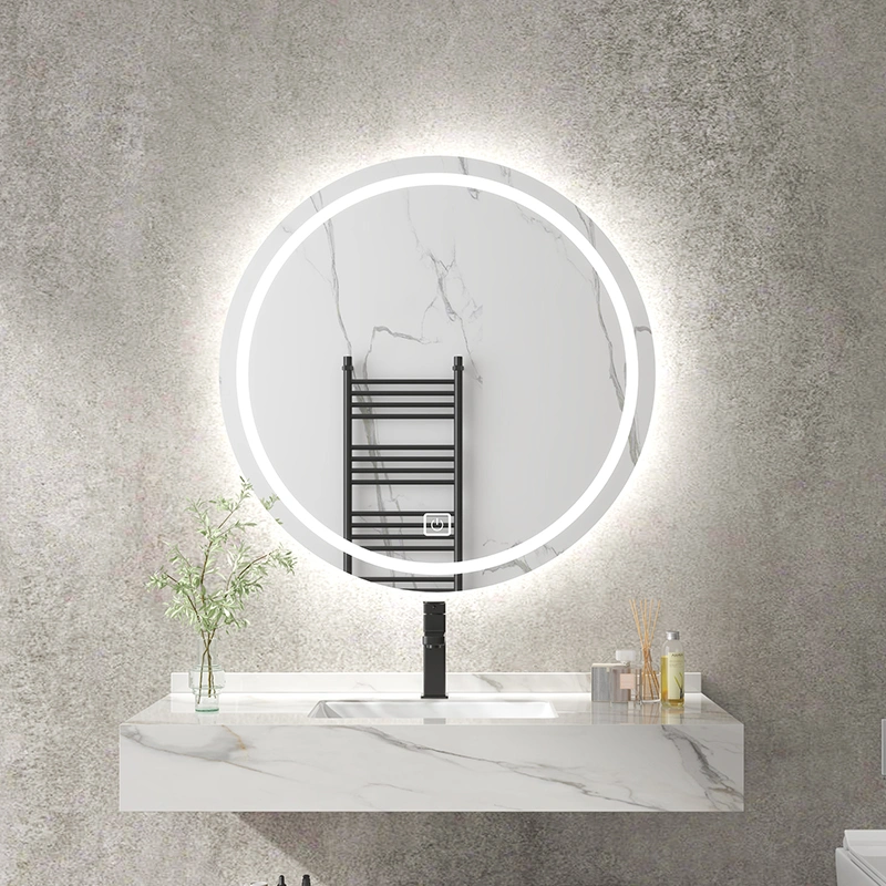 Espejos Modern Round Circle Wall Bathroom Cabinet Touch Screen Smart LED Mirror