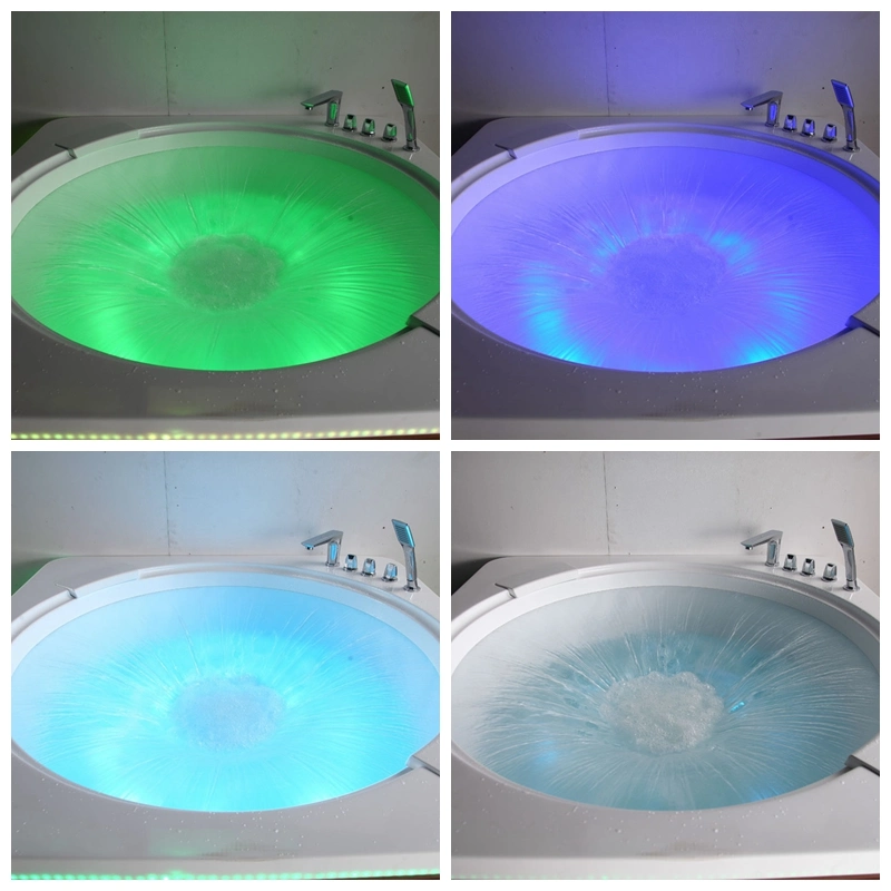 Kingkonree with Colorful LED Light Air Jet Freestanding Massage Bathtub