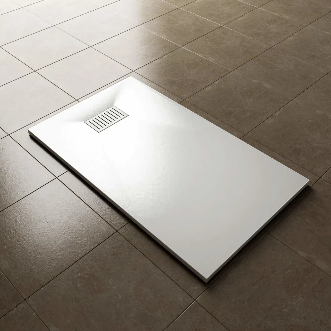 Square White SMC Acrylic Shower Tray with Stone Surface Finish