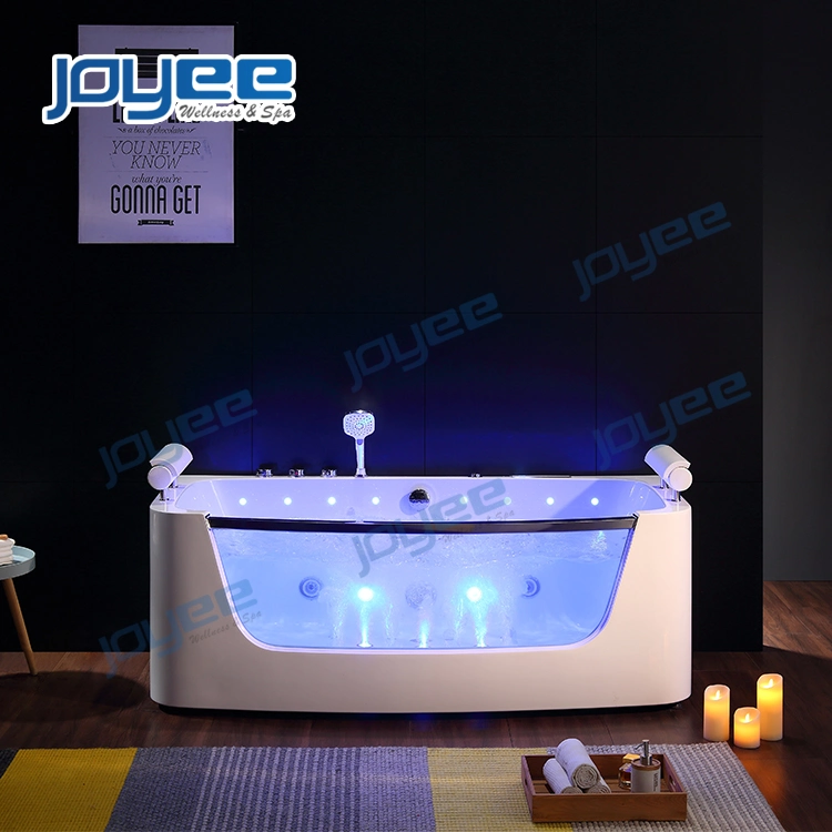 Joyee Factory Direct Sale Air Jets One Side Glass Whirlpool SPA Tub for One Person Indoor Massage Acrylic Bathtubs