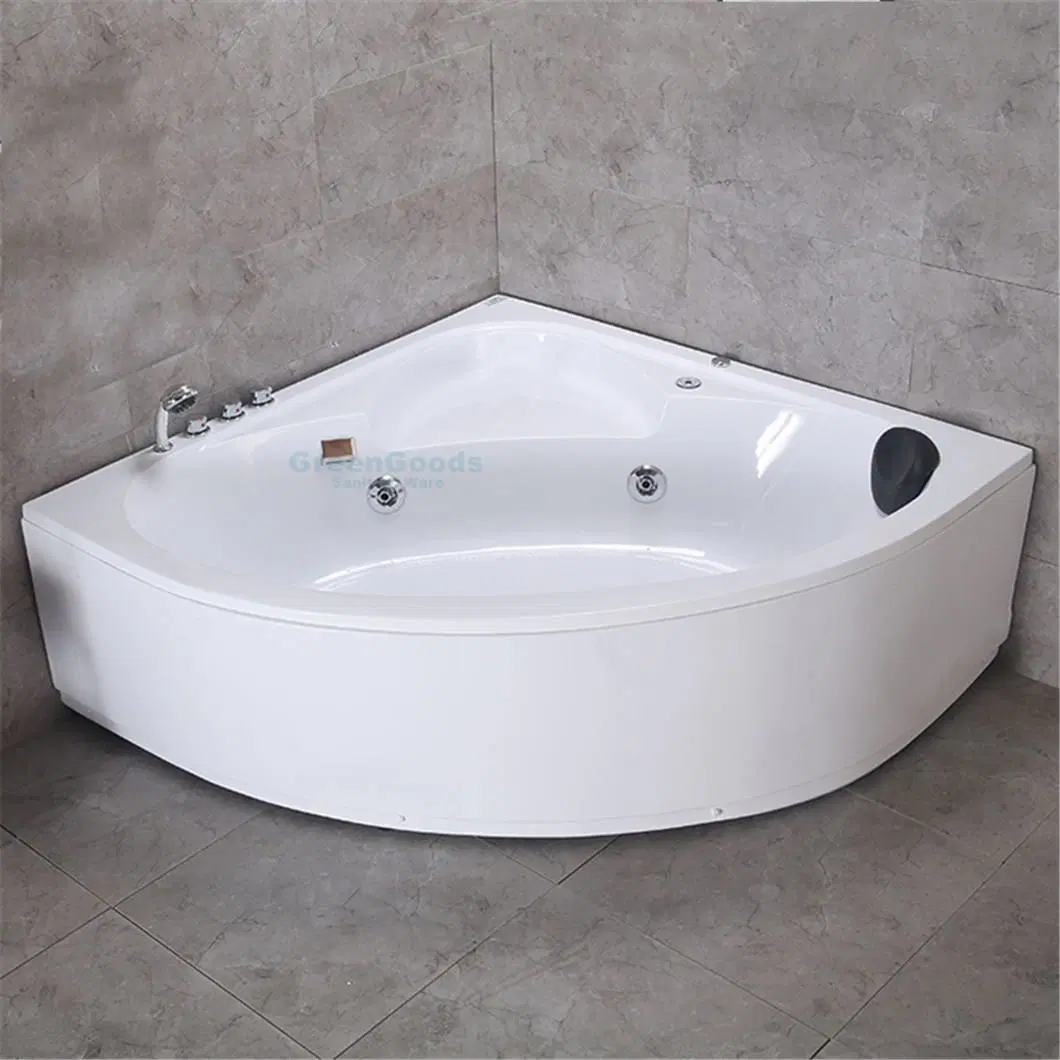 CE White Acrylic Alcove 130X130 Corner Jet Air Jetted Massage Whirlpool Bathtub