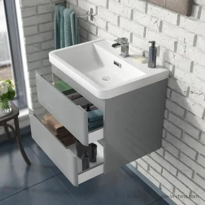 Grigio chiaro 600 mm bagno lavandino parete muro Hung Vanity unità
