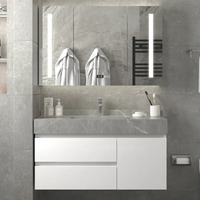 Armadietto per bagno in MDF classico per lavandino in lavandino Con Smart Mirror a LED