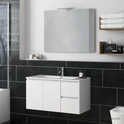  Moderno bagno sospeso in legno con una grande ceramica Lavello