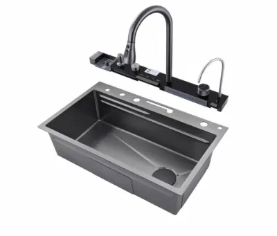  Moderno inchiostro da cucina in acciaio inox Smart Nano fatto a mano con multifunzione Rubinetto a cascata