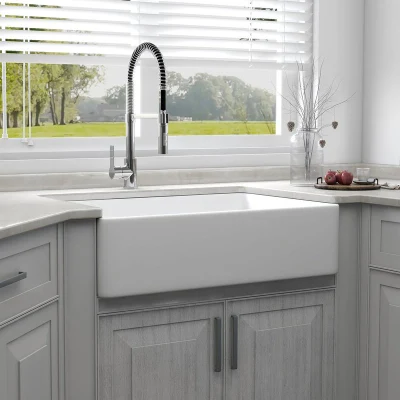  Prodotti di alta qualità di dimensioni standard in grembiule in ceramica da 33 pollici Lavandino da cucina singolo Bowa facile da pulire