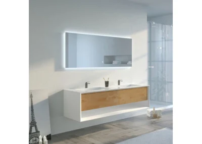 1600 mm bagno armadio in legno naturale e bianco
