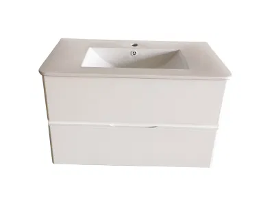 Mobile per bagno in PVC a due cassetti con bacinella in ceramica