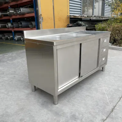 Commercial Restaurant Hotel cucina acciaio inox Lavare bacino con Recipiente e banco di lavoro