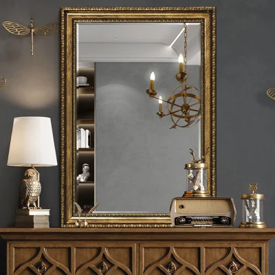  American retro decorativo Specchio cabina tavolo Makeup bagno Mirror Porch Specchio per la casa del mobile a benna con aggancio a parete