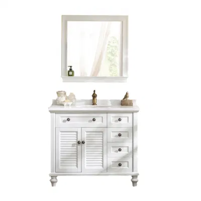  Stile Americano classica bagno Vanity cassetti Set di mobili bagno Luxury Lavandino lavandino lavandino lavandino, lavandino, armadietto per bagno con specchio