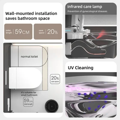Armadio automatico a muro per bagno Cistern integrato WC intelligente parete Hung WC intelligente