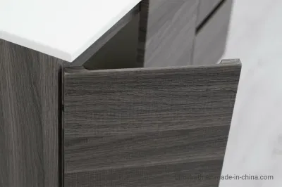 Armadio bagno 80 cm sospeso con lavandino in ceramica 2 porte 2 Cassetti in quercia scura