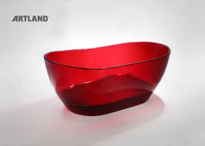 Vasca da bagno colorata autoportante vasca da bagno rossa trasparente con superficie solida