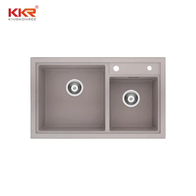  Kingkonree Square Resin Black in pietra artificiale bagno e lavandino con supporto Lavandino da cucina al quarzo