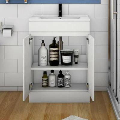 Unità di cortesia e lavandino per bagno bianco da 500 mm con pavimento Mobili per la casa