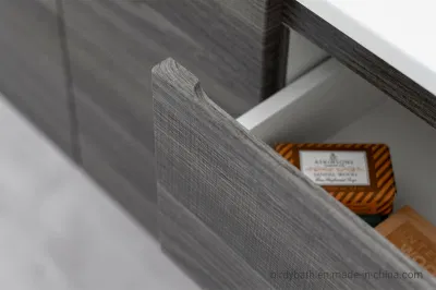 Armadio bagno 80 cm sospeso con lavandino in ceramica 2 porte 2 Cassetti in quercia scura