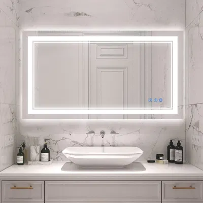  Moderno hotel decorato Design a parete montato senza bordo Vanity Cabinet LED Specchio bagno chiaro