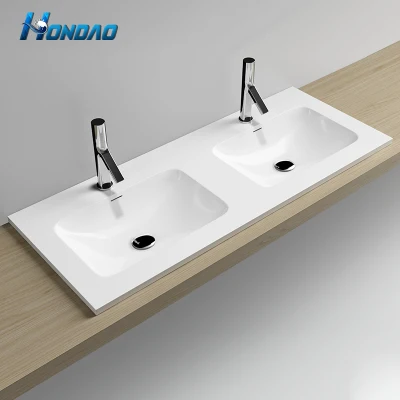Nuovo design Bianco acrilico sporco-resistente pietra artificiale armadio rettangolo bagno Lavelli del serbatoio