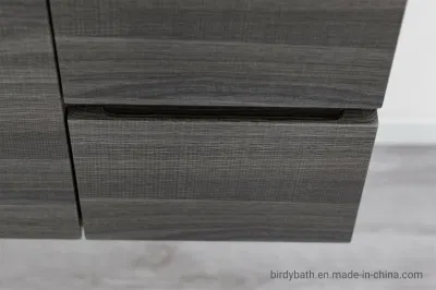 Armadio bagno 80 cm sospeso con lavandino in ceramica 2 porte 2 Cassetti in quercia scura