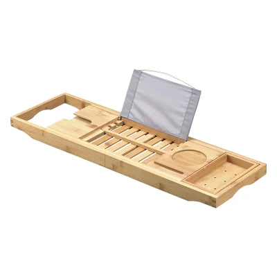  Supporto da bagno multifunzione vasca da bagno telescopica vasca da bagno Caddy Bamboo vassoio organizzazione Telefono vino