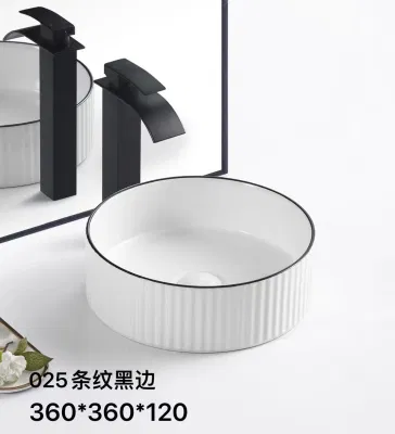 Fashion Ceramic Hand Wash Basin Black Matte Marble Aove Counter Lavandino del bagno con armadietto