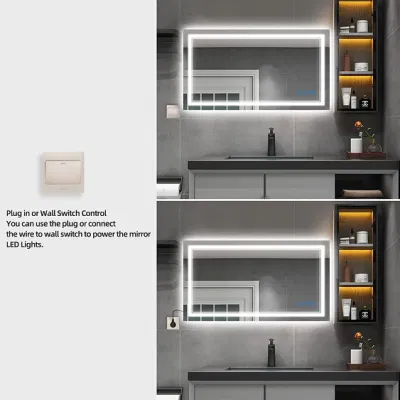 Moderno hotel decorato Design a parete montato senza bordo Vanity Cabinet LED Specchio bagno chiaro