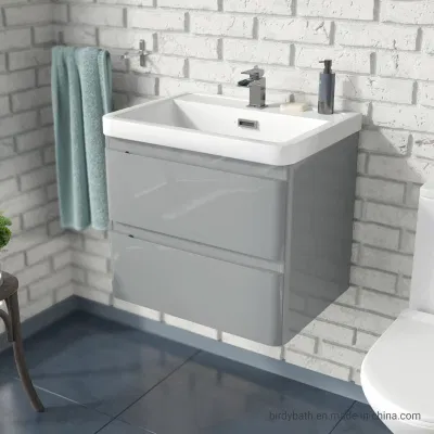 Grigio chiaro 600 mm bagno lavandino parete muro Hung Vanity unità