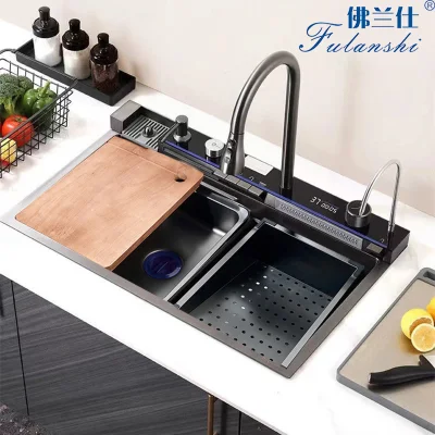  Elegante cucina Nano in acciaio inox moderna di lusso con Rubinetto multifunzione per cascata