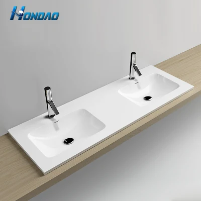 Nuovo design Bianco acrilico sporco-resistente pietra artificiale armadio rettangolo bagno Lavelli del serbatoio