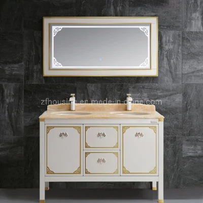  Mobili moderni doppio lavandino senza cabina bagno impermeabile bianca Con specchietto per luci a LED ZF -BC-020