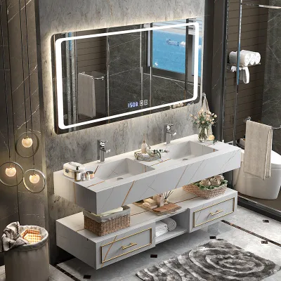 Nuovo design, cabina da bagno con parete e lavandino con piastra da roccia Lavandino per bagno con prezzo di fabbrica