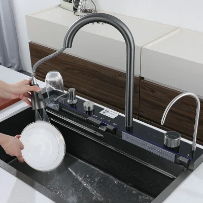  Multifunzione Lavelli da cucina lavandino lavandino lavandino lavandino lavandino lavello a cascata Lavaucette da cucina in acciaio Lavandino Smart Sink da cucina