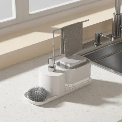  Dispenser per dispenser Caddy Black Sink da cucina sapone per stoviglie con spugna Set di supporti per sapone liquido