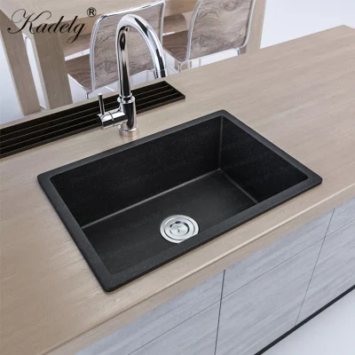  Factory direttamente fornire moderna anti Scratch Nano Sink resina composita Lavandino a bacinella in granito al quarzo a ciotola singola con pietra artificiale Inchiostro nero fatto a mano
