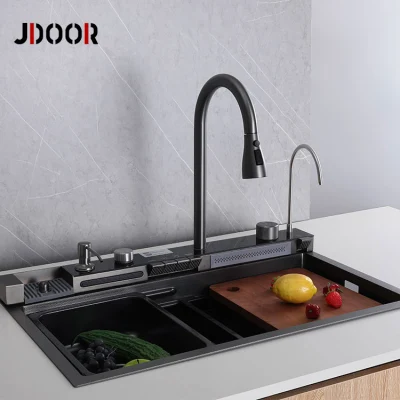  Cucina con rubinetto a cascata Smart Single Bowl Digital 304 in acciaio inox Lavello