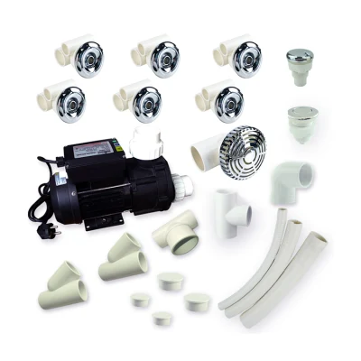 Sistema di vasca idromassaggio Proway (inclusa pompa idraulica, getti, controllo dell&prime;aria, aspirazione, tappo grande, Connettore maschio piccolo, gomito a 90 gradi, giunto a Y, ecc.) (kit Whirlpool 68)