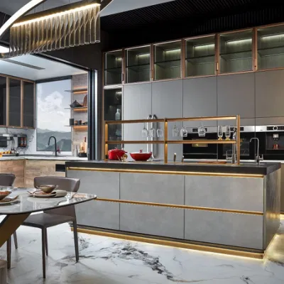  Western sospeso metallo vetro leggero cemento dipinto Rock Board Casa Mobili legno Deposito moderno American Flat Pack Hutch cucina Armadi