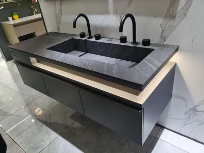  Spazio salvaspazio Mobili bagno MDF con hard plastica bordo Vanity Lavatrice con cassetto