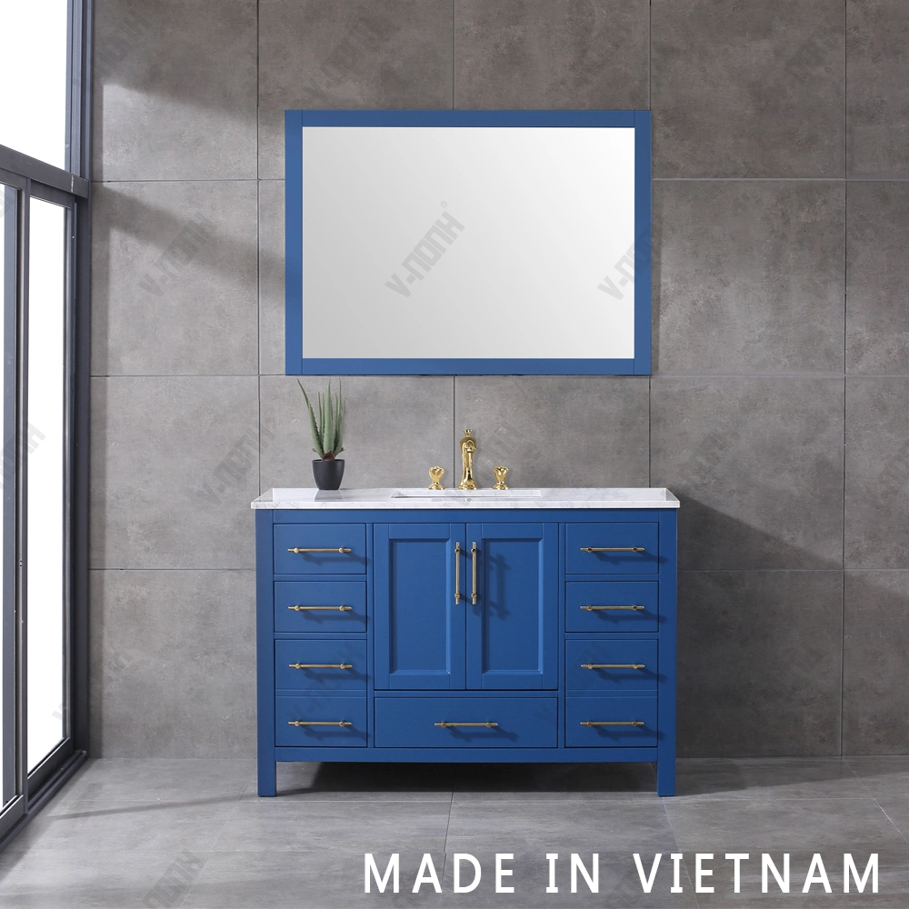 48inch Single Sink Free Standing Blue Finish Bathroom Vanity