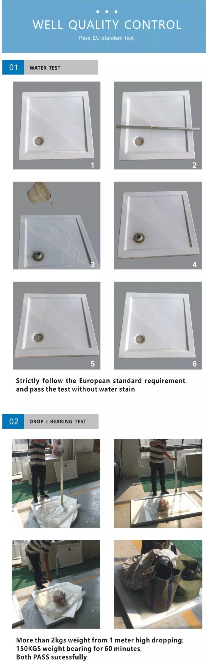 Direct Manufacturer Sanitary Acrylic Resin Solid Shower Base Surface Stone Shower Tray