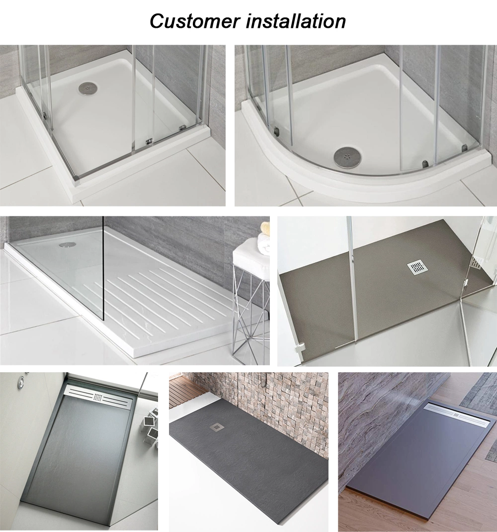 White Resin Stone Shower Trays with Left Drainer