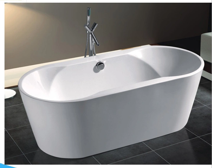 Ordinary Acrylic 1.5m Freestanding Oval Bathtub with Faucet Five-Piece Set for Sale