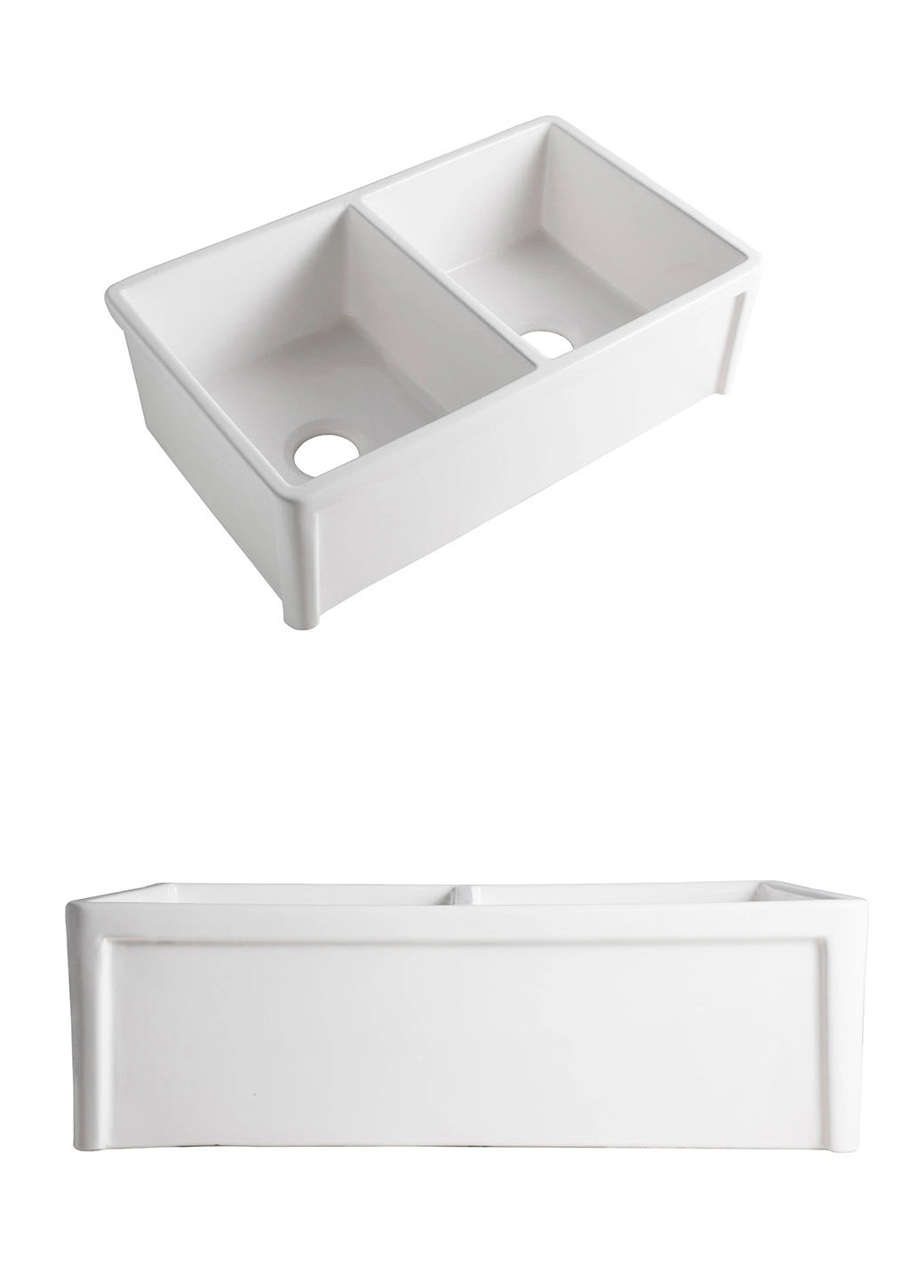 New Arrival Apron Front Double Bowl Ceramic White Porcelain Kitchen Sink Bathroom Basin
