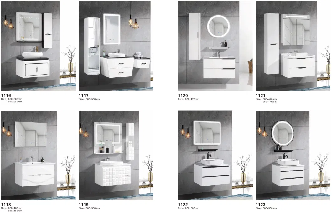 Modern Luxury White Hotel Wall Mount PVC Bathroom Vanity Cabinet Bathroom Vanities Cabinets with Sink